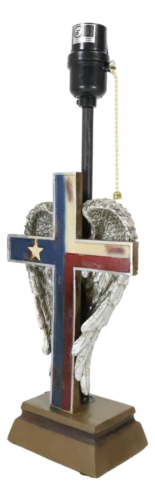 Country Western Texas Lone Star State Flag With Silver Angel Wings Table Lamp-8