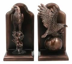 Wings of Glory American Bald Eagle Bookends Pair Bronze Electroplated Figurine-7