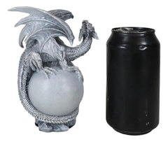Fantasy Wyrmling White Shadow Ghost Dragon Sleeping On Gray Moon Figurine-8