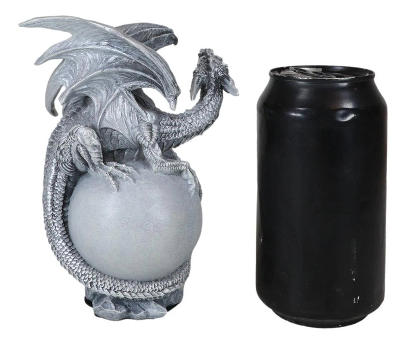Fantasy Wyrmling White Shadow Ghost Dragon Sleeping On Gray Moon Figurine-8