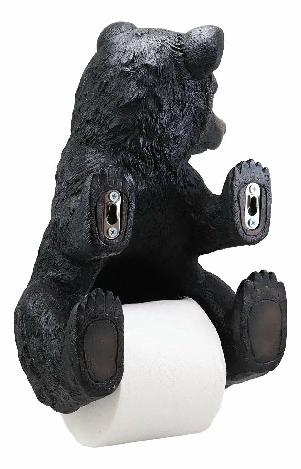 Large Stinky Stool Pooping Black Bear Toilet Paper Holder Decor Figurine 13.5"H