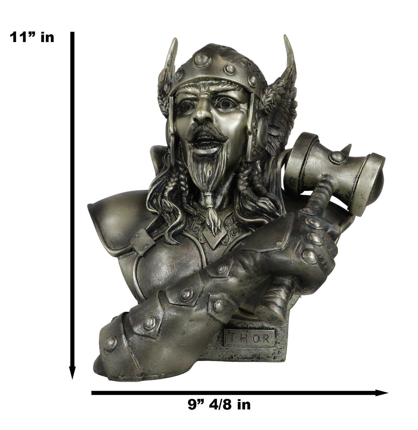 Large Thor Odinson Wielding Mjolnir Hammer Bust Statue 11" H Mythology-9