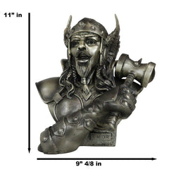 Large Thor Odinson Wielding Mjolnir Hammer Bust Statue 11" H Mythology-9