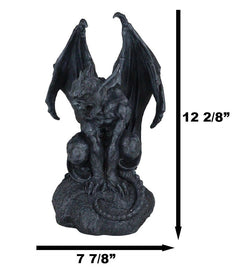 Gargoyle Statue, 12.5" Large Crouching Winged Cathedral Guardian Sculpture, Gothic Home Decor for Garden, Patio, Mantle, or Fantasy Display-11