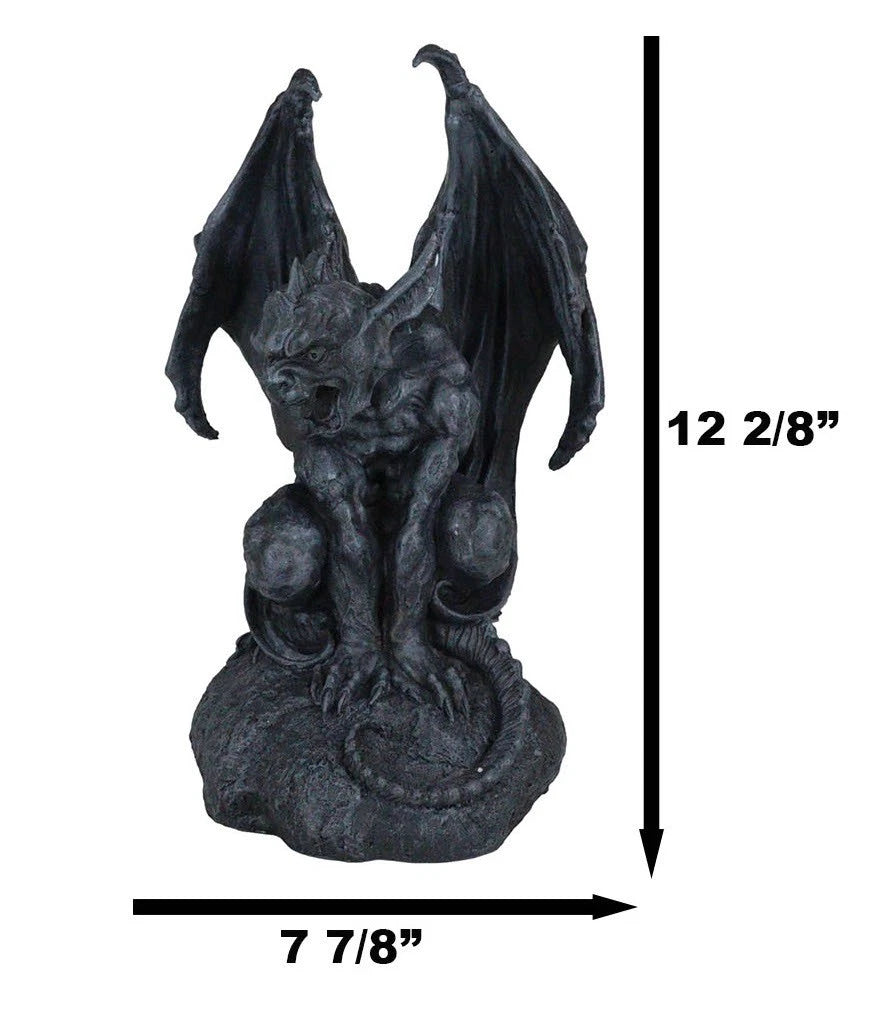 Gargoyle Statue, 12.5" Large Crouching Winged Cathedral Guardian Sculpture, Gothic Home Decor for Garden, Patio, Mantle, or Fantasy Display-11