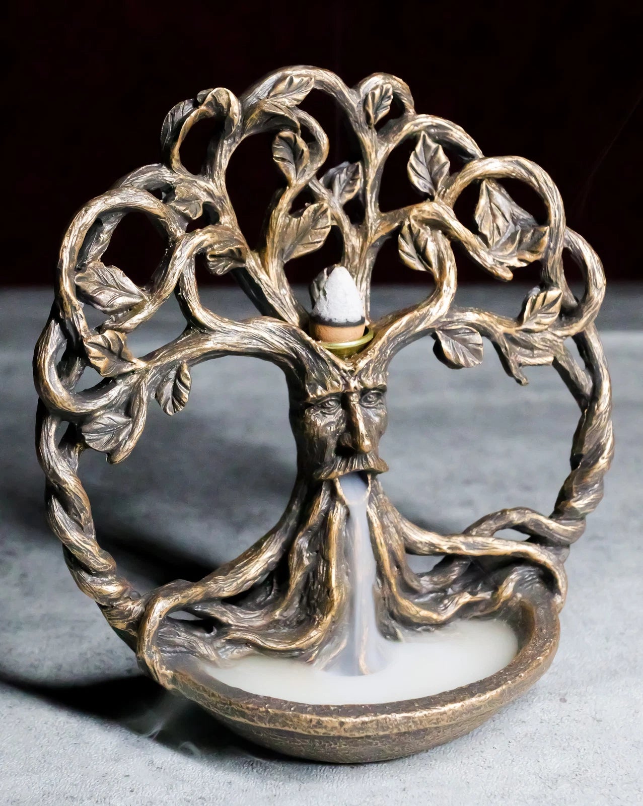 Ethereal Forest Celtic Greenman Ent Tree Of Life Backflow Incense Cone Burner-9