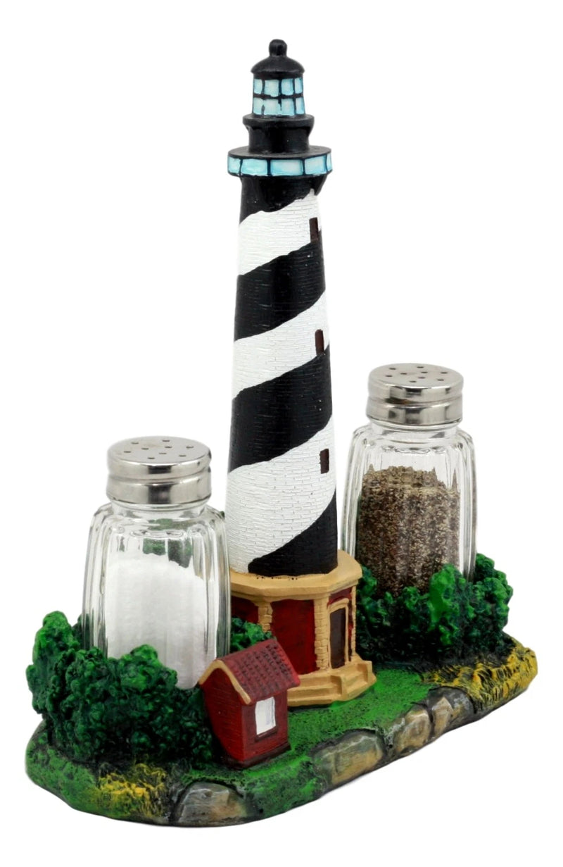 Scenic Cape Hatteras Lighthouse Salt And Pepper Shakers Holder 8"H-6