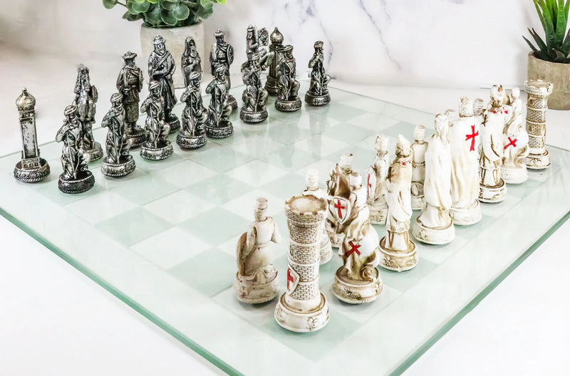 Crusader Christian Kingdom VS Ottoman Empire Chess Pieces Glass Board Set-7