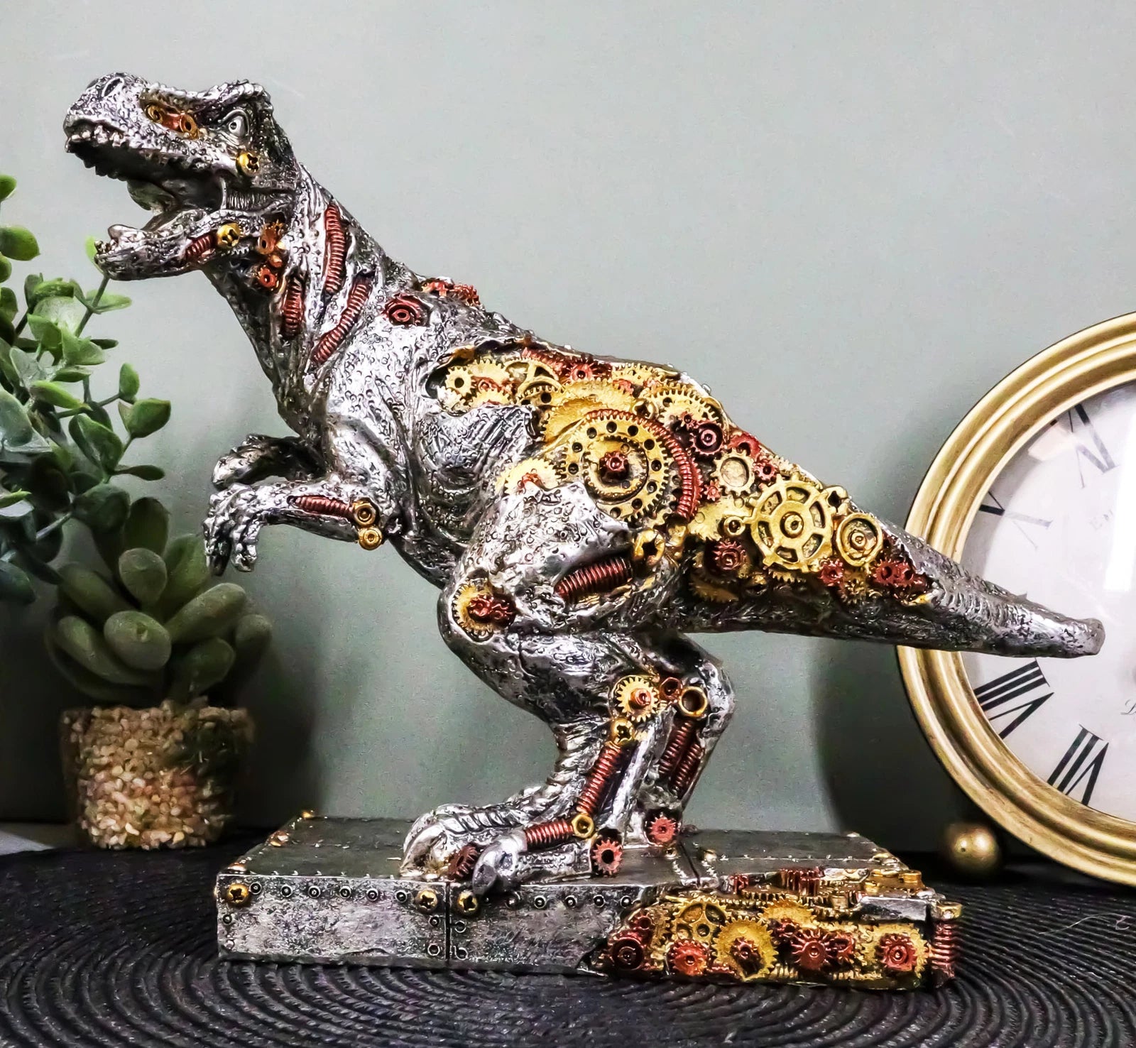 Steampunk T-Rex Figurine Jurassic Era Predator Tyrannosaurus Rex Statue Dinosaur-1