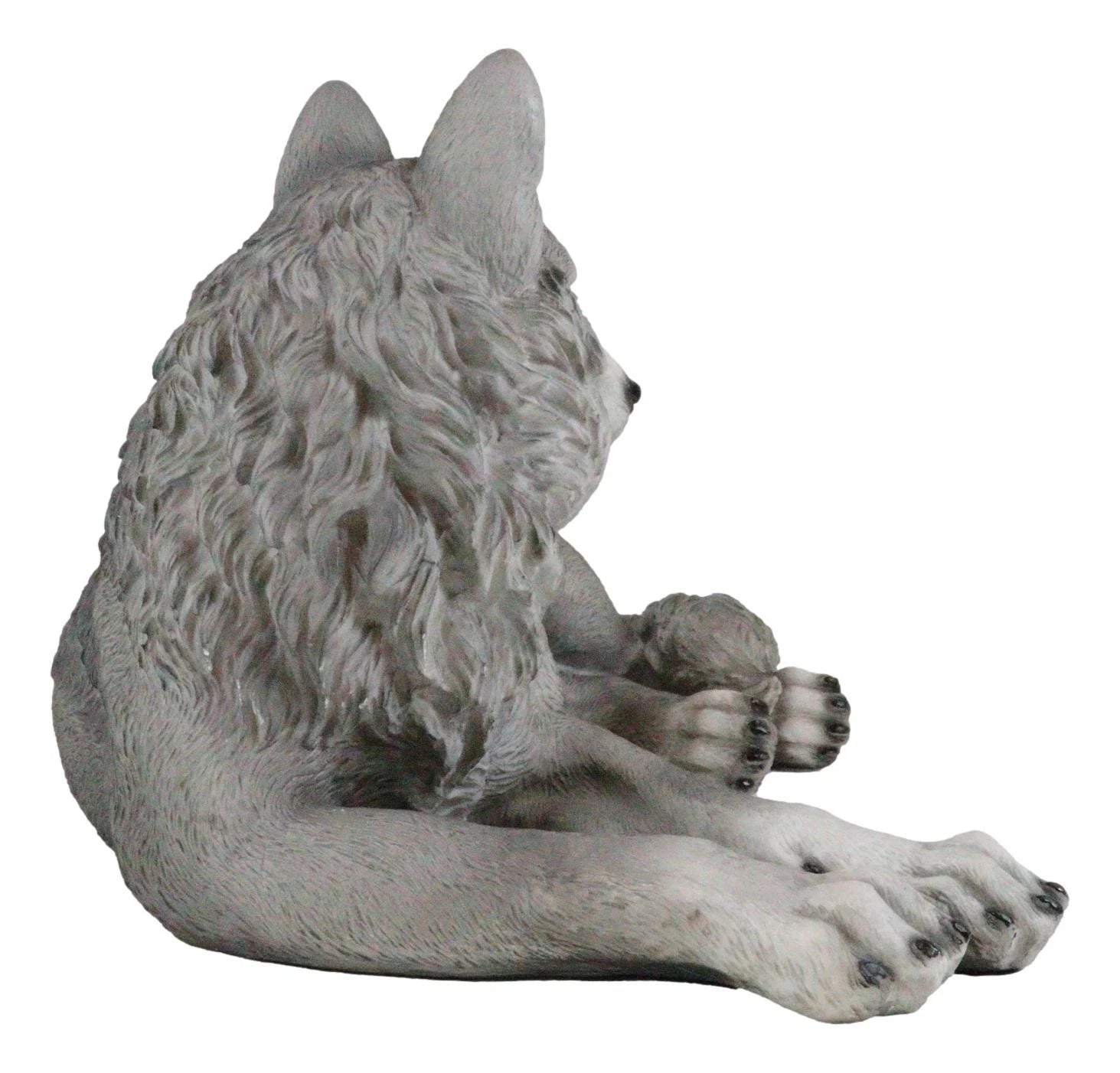 Figura decorativa de lobo solitario gris sabio descansando, paquete de Timberwolves-9