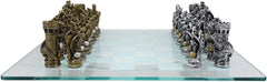 Silver and Gold King Arthur Merlin Dragons Chess Pieces with Board Set-10