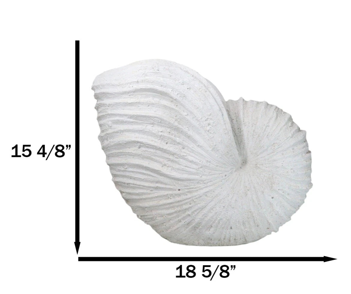 18.5"L White Nautical Marine Ocean Giant Nautilus Sea Shell Decorative Sculpture-9