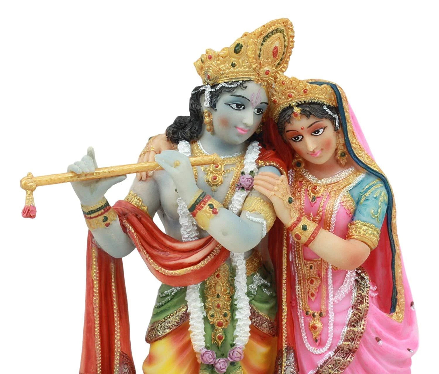 Vedic Radha And Krishna Statue Avatar Of Vishnu Shakti God's Divine Love 8"H-10