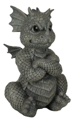 Whimsical Angry Faced Sulky Mad Garden Dragon Folding His Arms Decor Figurine-8