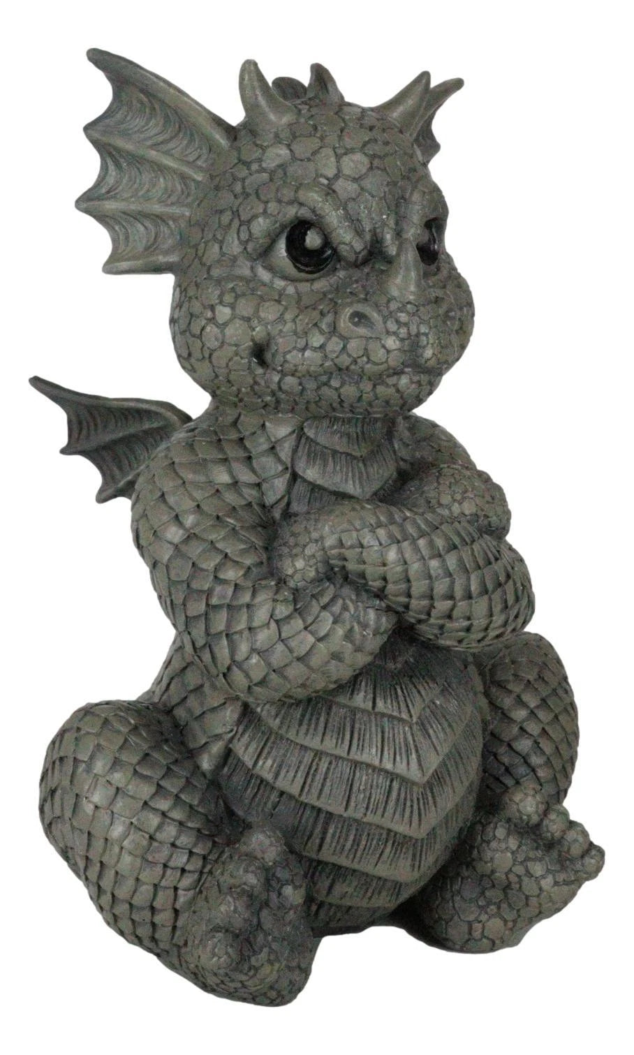 Whimsical Angry Faced Sulky Mad Garden Dragon Folding His Arms Decor Figurine-8
