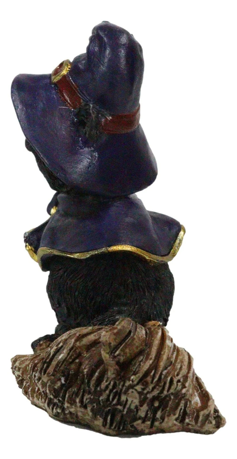 Halloween Black Cat with Witch Hat and Cape Riding Magical Broomstick Figurine-7