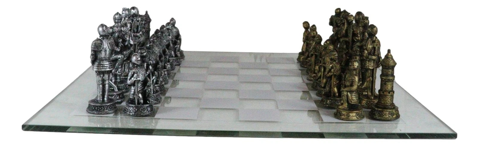 Medieval Warfare Age Of Knights & Kings Resin Chess Pieces With Glass Board Set-8