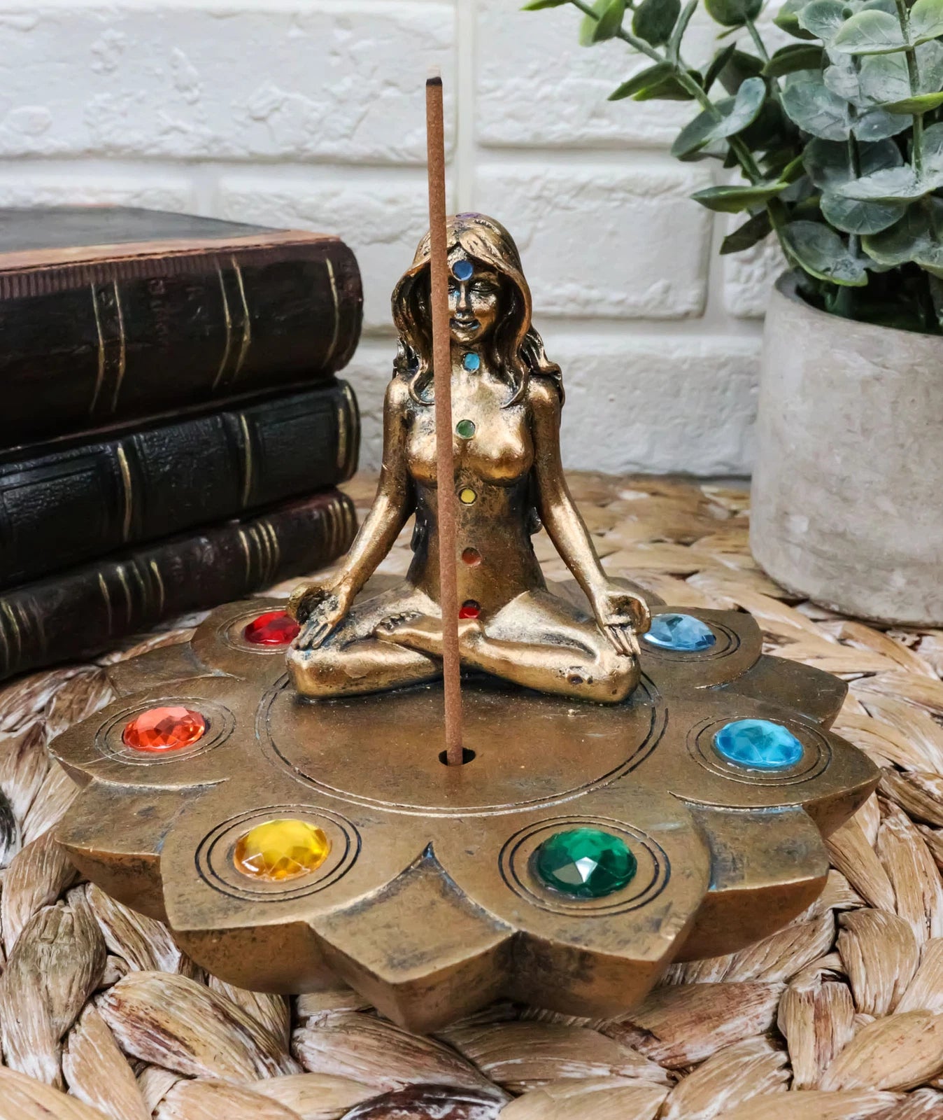Feminine Triple Goddess Yoga with Chakra Lotus Flower Incense Stick Holder-1