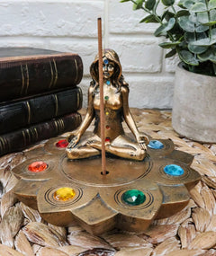 Feminine Triple Goddess Yoga with Chakra Lotus Flower Incense Stick Holder-1