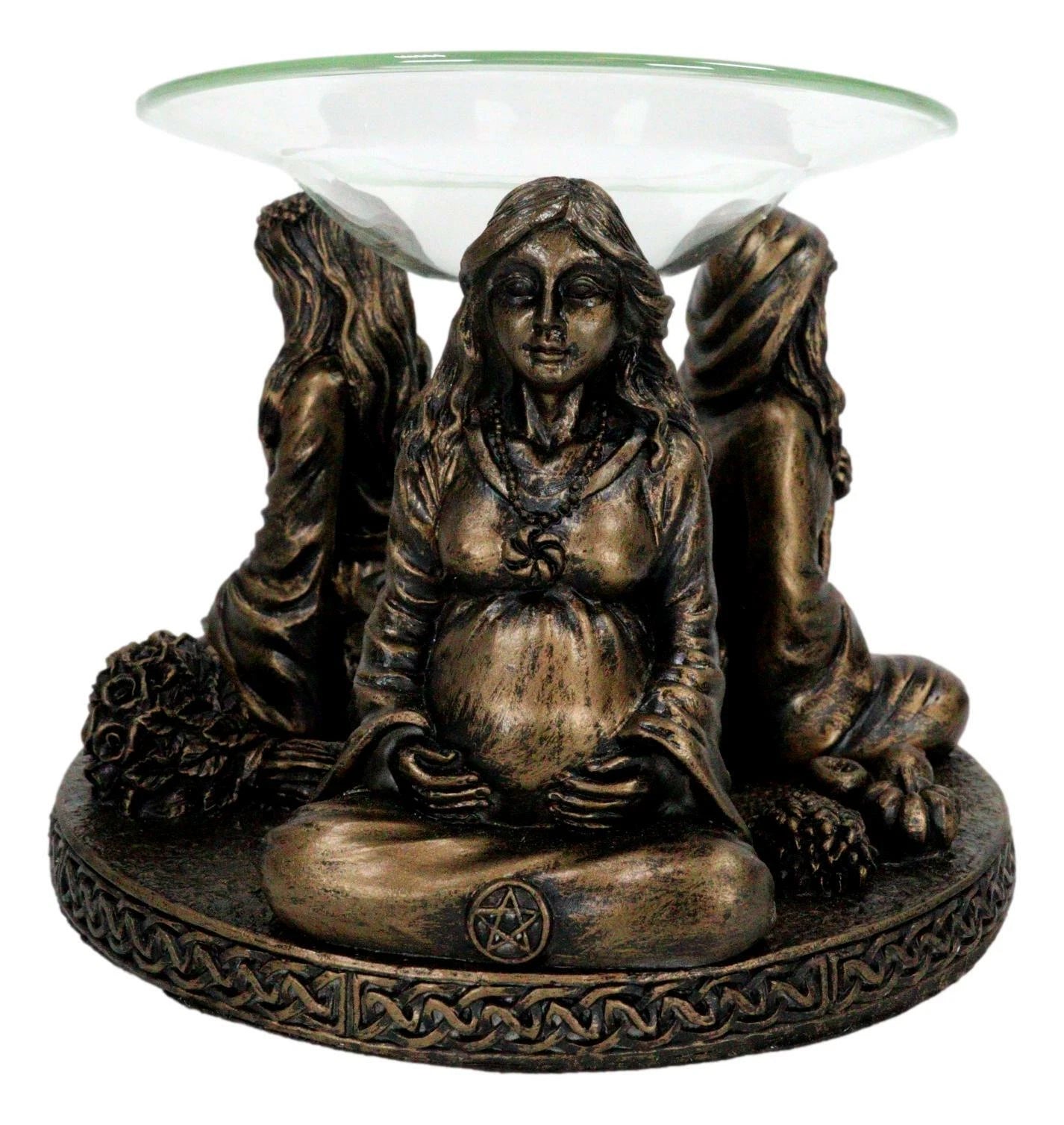 Figura de calentador de aceite aromático con portavotivas de la Triple Diosa Doncella Madre Anciana-7