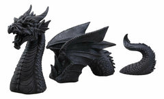 Swimming Castle Moat Dragon Lawn Garden Centerpiece Statue 3 Piece 21"L Total-5