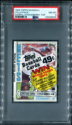 1984 Topps Baseball Unopened Cello Pack PSA 8 Strawberry Top *6836-1