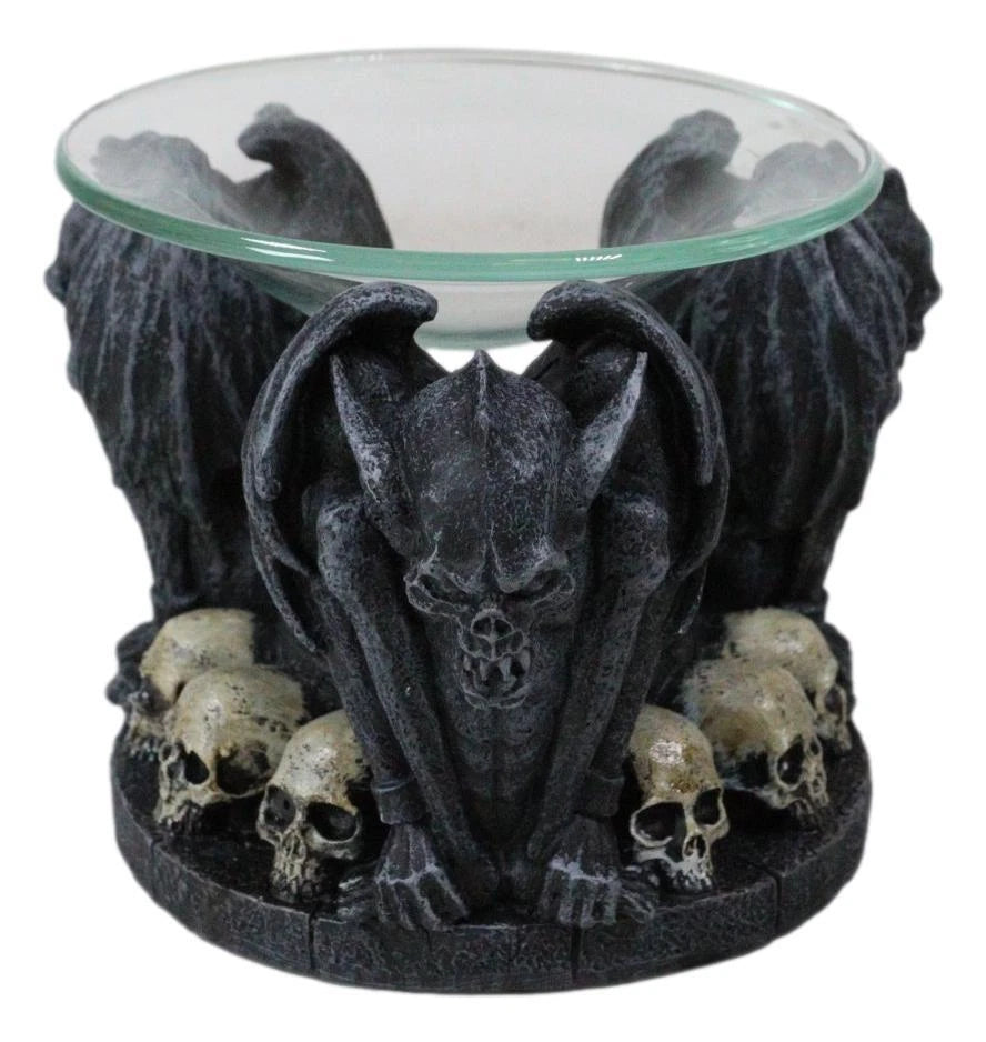 Nosferatu Gothic Vampire Gargoyles With Skulls Votive Candle Heat Oil Warmer-10