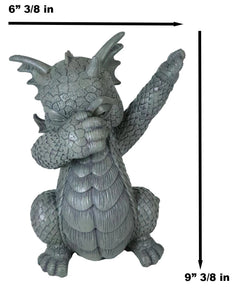Whimsical Hip Hop Dabbing Garden Dragon Statue 9.25"Tall Look At My Dab Dragon-9