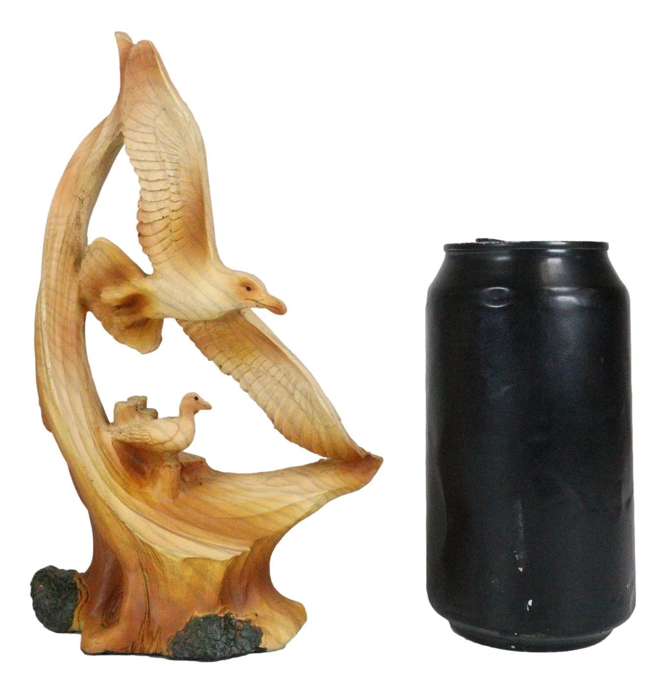 Lifelike Patriotic American Bald Eagle with Eaglets in Nest Faux Wood Figurine-8