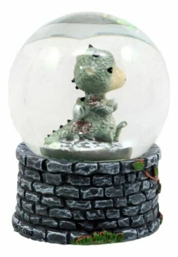 Small Collectible Whimsical Sulky Baby Dragon Water Globe Figurine With Glitters-7