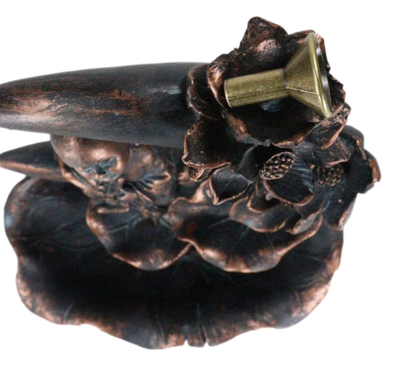 Buddha Monk On Lotus Crescent Moon Smoke Waterfall Backflow Cone Incense Burner-9