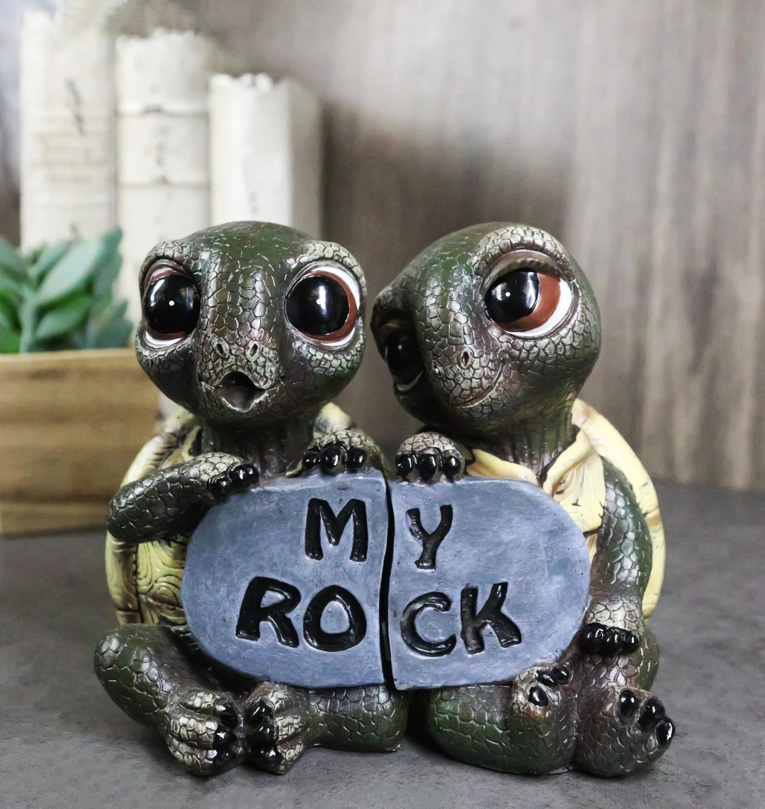 Figuras de pareja de tortugas románticas y amorosas náuticas "My Rock" (juego de 2 piezas)-9