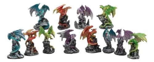 Medieval Mini Dragons Guarding King's Landing Castle Fortress Display Statue Set-5
