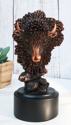 Estatua rústica de bisonte americano del suroeste con acabado en bronce galvanizado-11