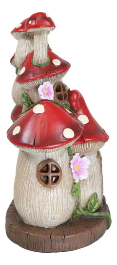LED Light Up Enchanted Fairy Garden Toadstool Mushrooms Cottage House Figurine-8