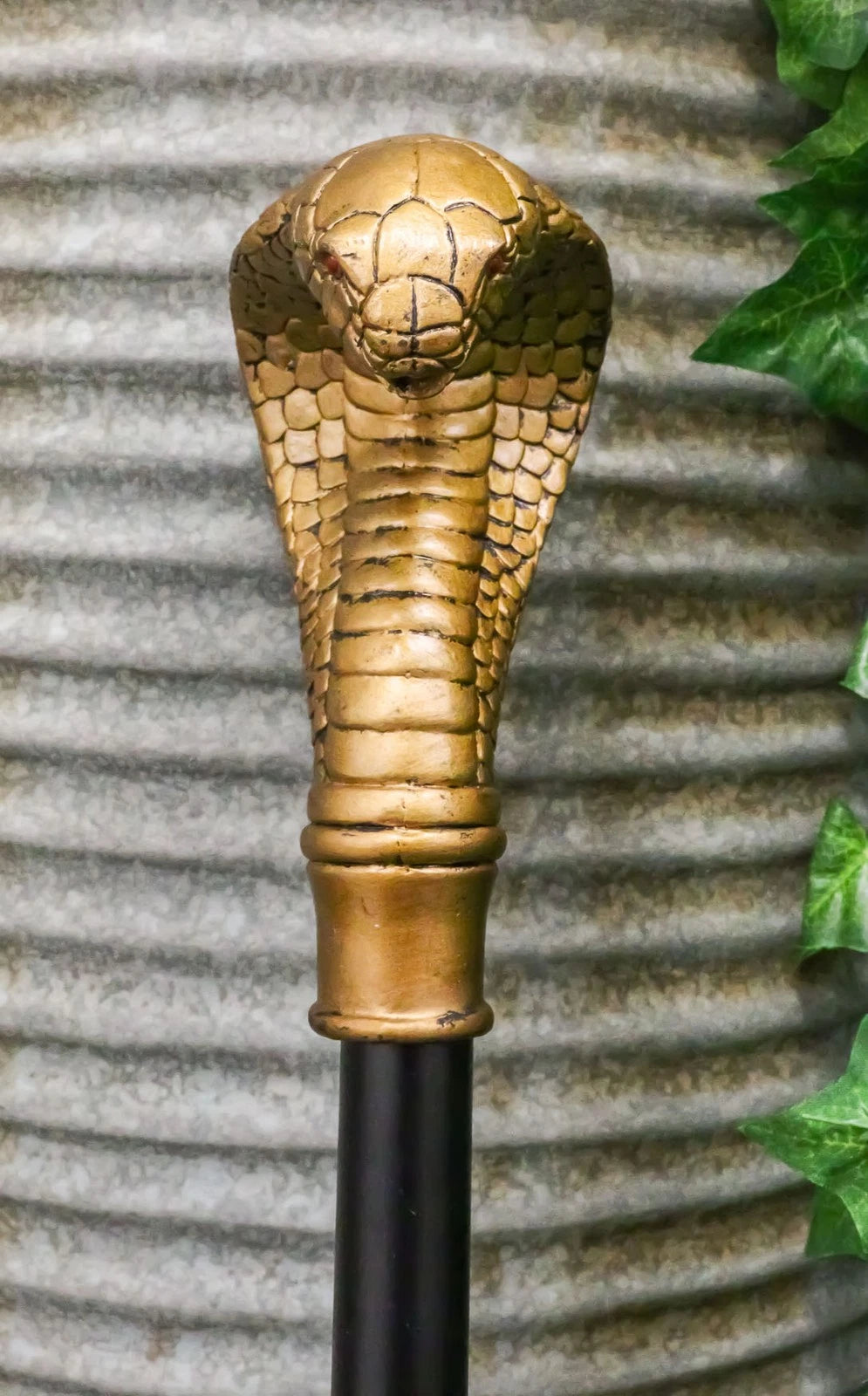 Golden Egyptian God Uraeus Cobra Head Prop Decorative Walking Cane 39"H-7