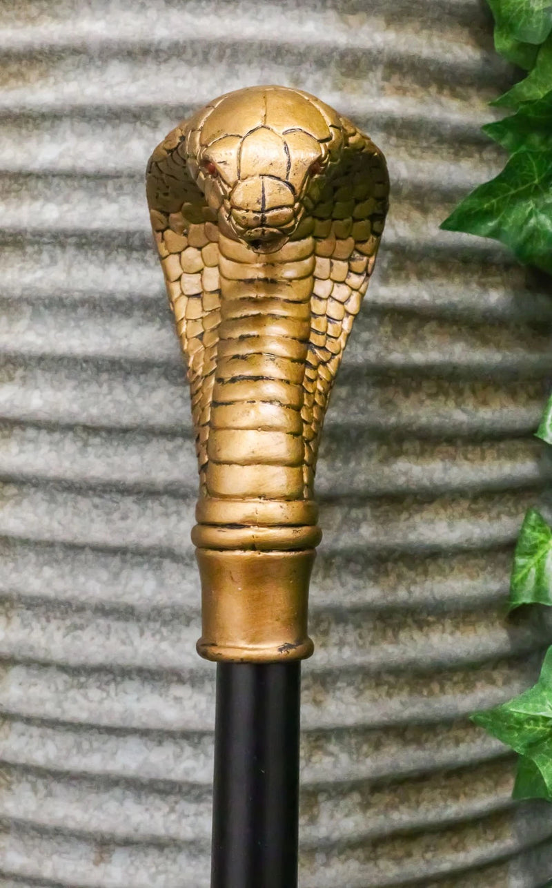 Golden Egyptian God Uraeus Cobra Head Prop Decorative Walking Cane 39"H-7