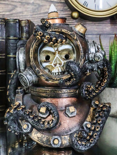 Marine Octopus Kraken Steampunk Divers Helmet With Skull Incense Cone Burner-1