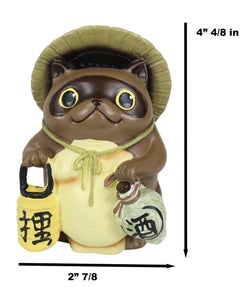 Auspicious Japanese Tanuki Raccoon Dog With Lantern And Sake Figurine Danuki-8