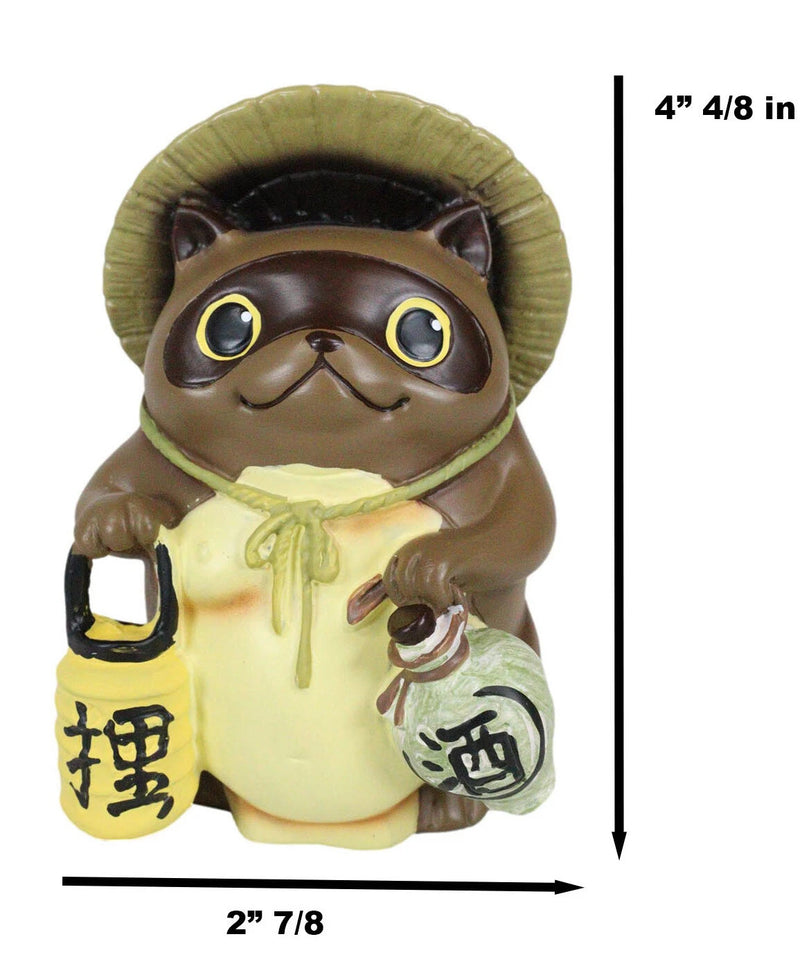 Auspicious Japanese Tanuki Raccoon Dog With Lantern And Sake Figurine Danuki-8