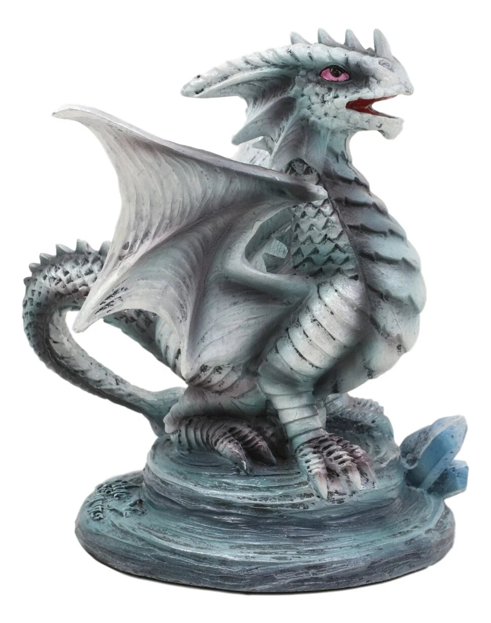 Anne Stokes Fantasy Silverback Baby Wyrmling And Adult Rock Dragon Statues Set-10