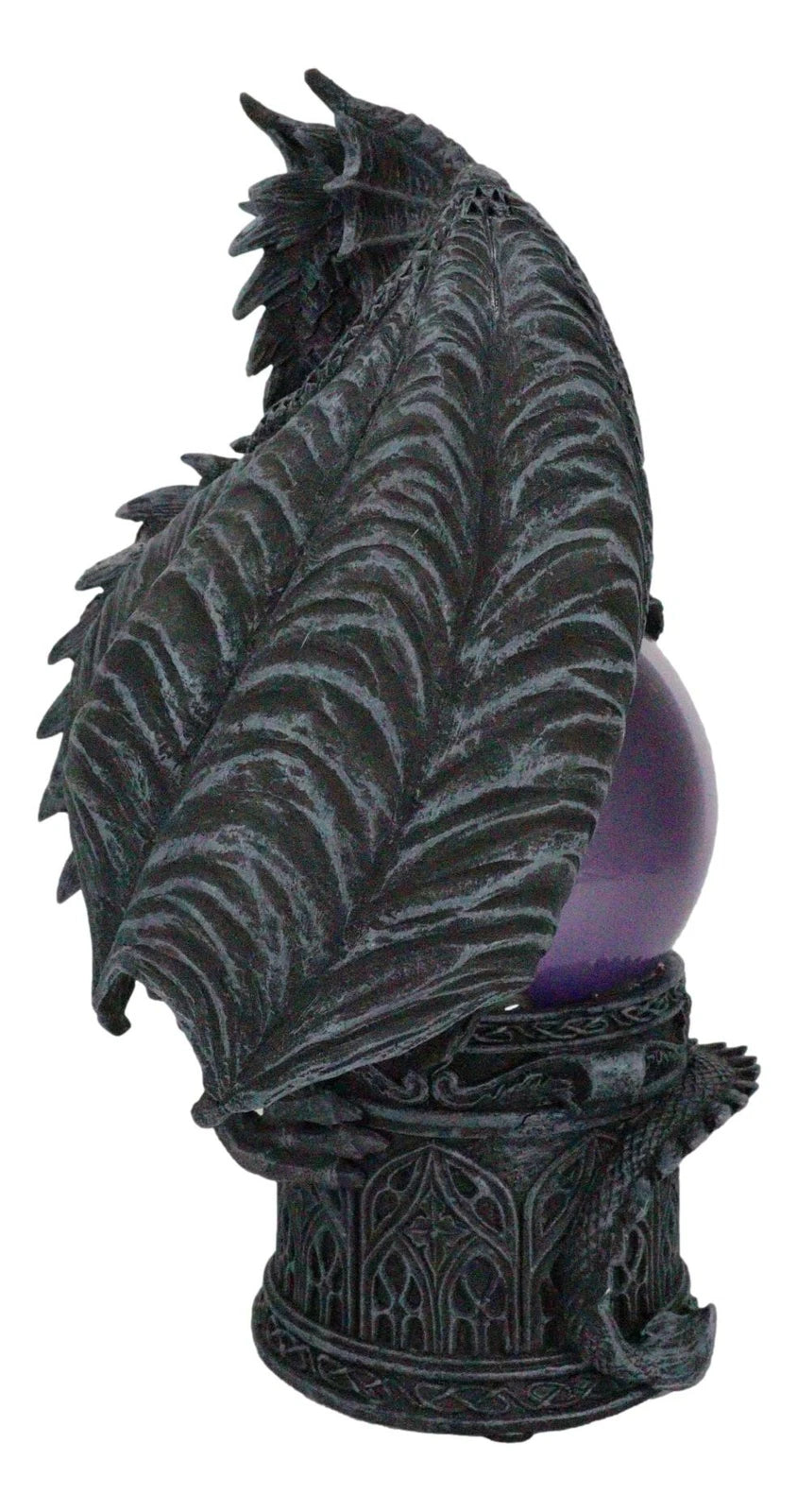 Midnight Climbing Winged Dragon Purple Blood Sandstorm Ball Statue 10"H-9