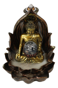 Meditating Buddha Amitabha Backflow Incense Burner W/ LED Globe Light-10