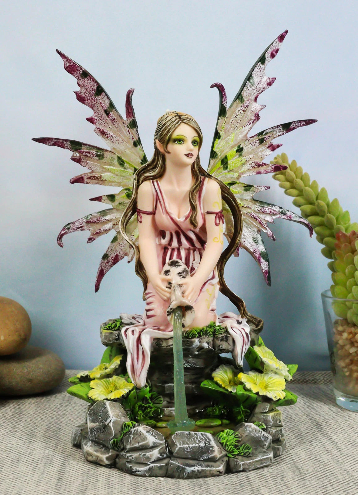 Mythical Goddess Moss Fairy With Elixir Of Youth By Sacred Lagoon Statue 8"Tall-1