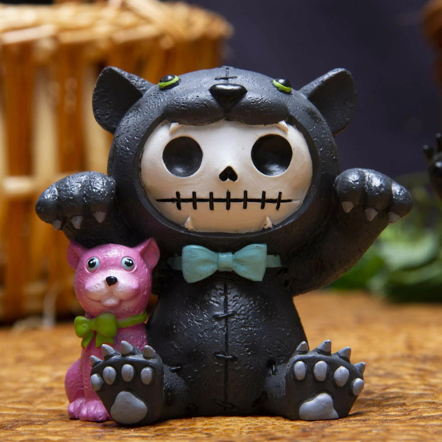 Larger Furry Bones Bagheera & Pink Panther Skeleton Figurine 3.5" Tall