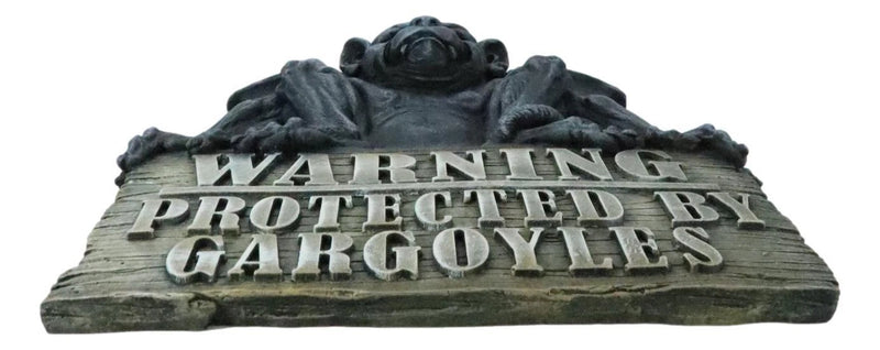 Gothic Winged Gargoyle On Warning Protected By Gargoyles Sign Wall Decor Plaque-9