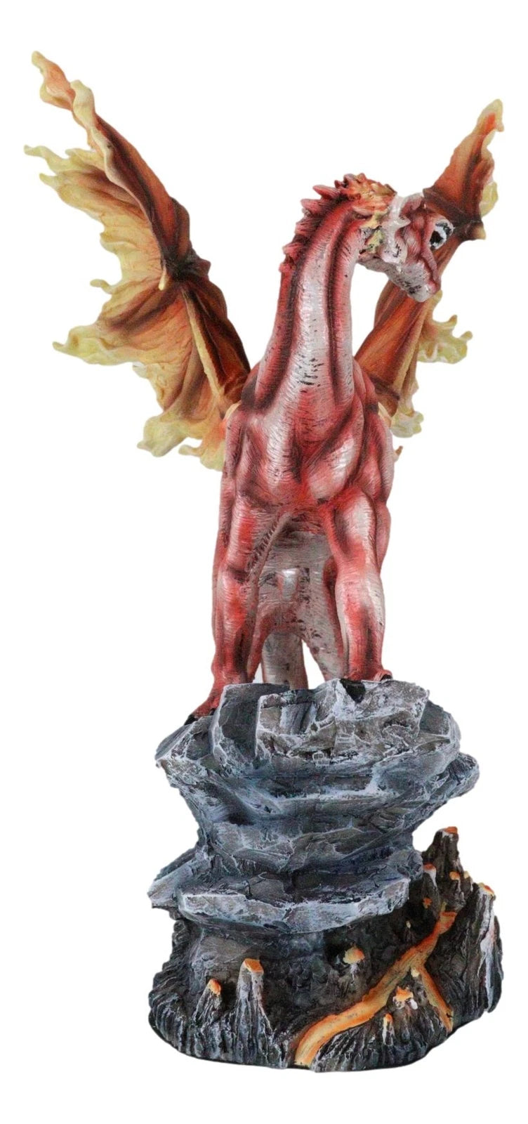 Large Red Magma Lava Smaug Dragon On Volcanic Rock Statue Fantasy Home Decor-9