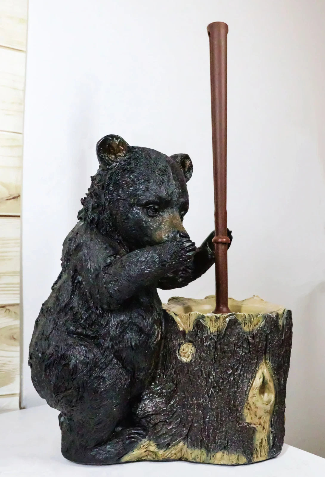 Rustic Whimsical Black Bear Stinky Potion Toilet Brush And Holder Set Figurine-11