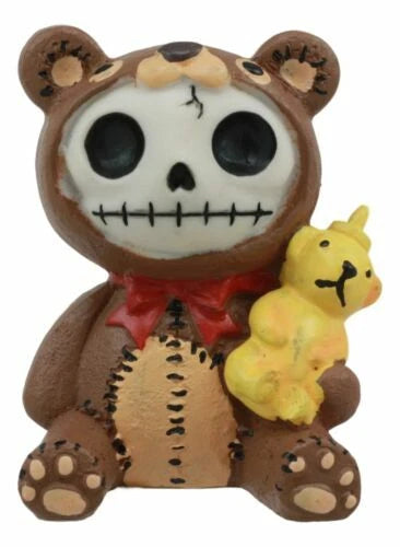 Furrybones Voodoo Teddy Bear With Honey Bear Bottle Skeleton Statue 2.5"Tall-6