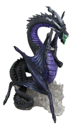 Earth Elemental Purple Moonlight Spider Arachnafaria Dragon On Crystals Statue-8